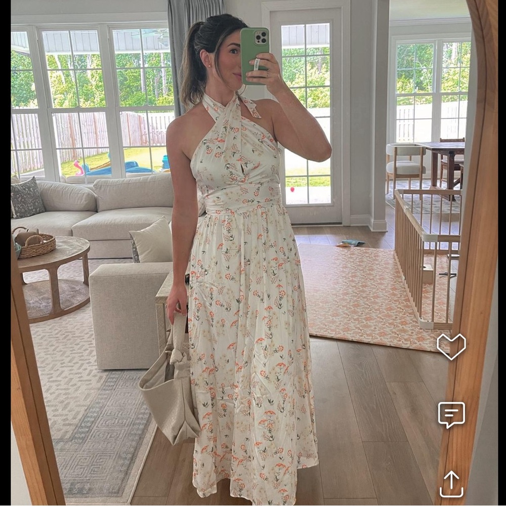Satin maxi halter dress